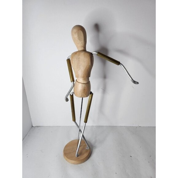 VTG Wood Metal Mannequin Figurine Doll Statue Movable Jointed Modern Decorative - Picture 5 of 7